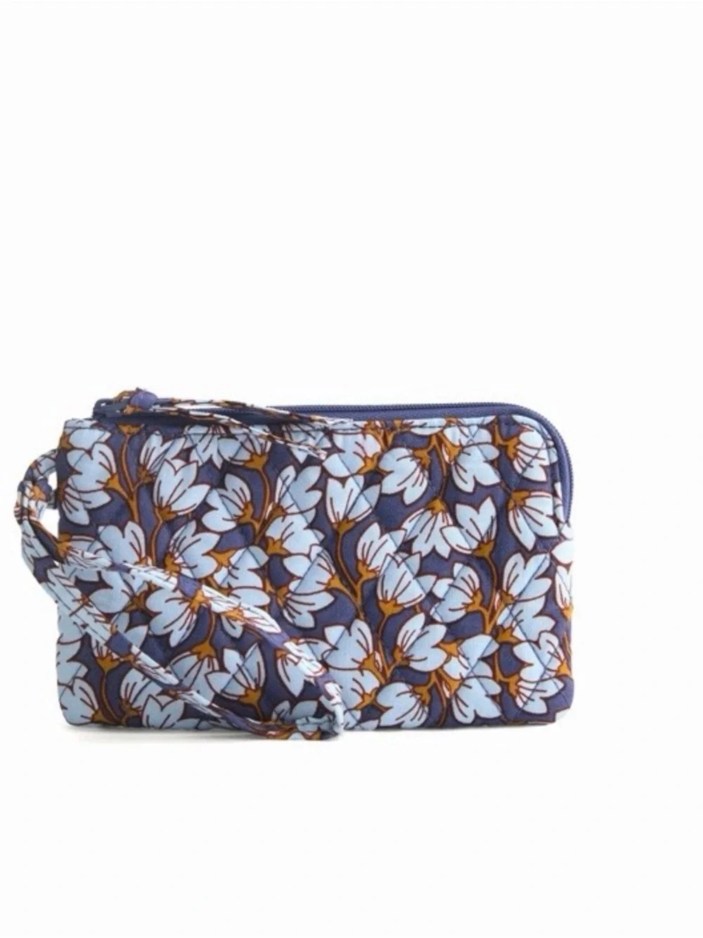 Floral Wristlet Clutch in Navy and Light Blue